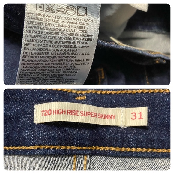 Levi’s 720 High Rise Super Skinny Dark Wash Jeans - Picture 6 of 14
